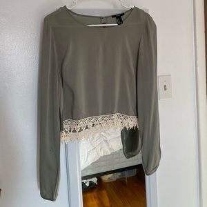 Mint Cropped Long Sleeve Top